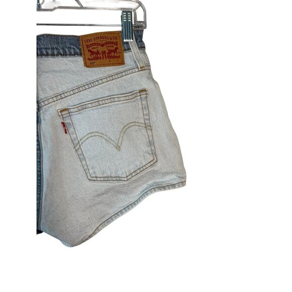 Levis Two-Tone Denim High-Waisted Button-Fly Shorts Womens Size 28 - Picture 4 of 8